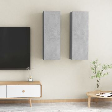 ТВ шкафове, 2 бр, бетонно сиви, 30,5x30x90 см, инженерно дърво