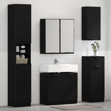 Комплект мебели за баня 3 бр. Черния дъб 64,5 x 33,5 x 59 см