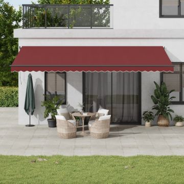 Автоматично прибираща се тента, бордо, 600x300 см