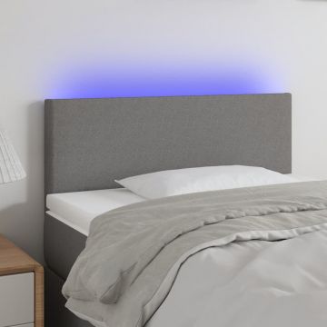 LED горна табла за легло, тъмносива, 90x5x78/88 см, плат