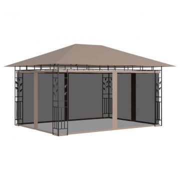 Шатра с мрежа против комари, 4x3x2,73 м, таупе, 180 г/м²