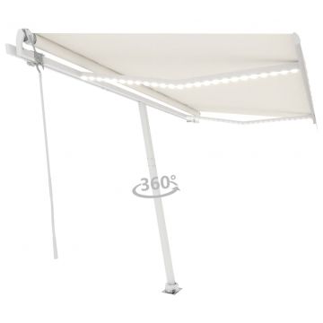 Автоматичен сенник LED сензор за вятър 450x350 см кремав Hansen