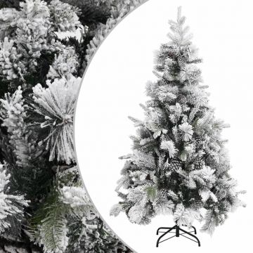Коледна елха с флокиран сняг и шишарки