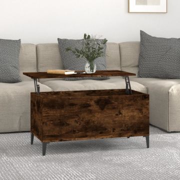 Кафе маса, опушен дъб, 90x44,5x45 см, инженерно дърво