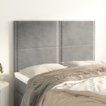 Горни табли за легло Kaelan, 4 бр, светлосиви, 72x5x78/88 см, кадифе