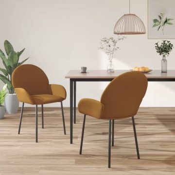 Трапезни столове Burris, 2 бр, кафяви, кадифе