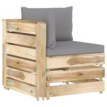 Модулен ъглов диван с възглавници Lacey-Mae, дърво със зелена импрегнация