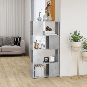 Библиотека, бетонно сива, 60x24x124,5 см, инженерно дърво
