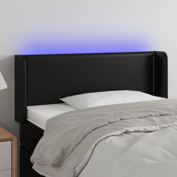 LED горна табла за легло, черна, 83x16x78/88см, изкуствена кожа