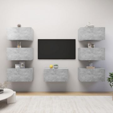 ТВ шкафове, 7 бр, бетонно сиви, 30,5x30x60 см, инженерно дърво