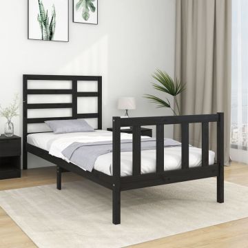 Рамка за легло черна дърво масив 75x190 см 2FT6 Small Single Huma