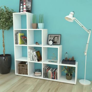 Етажерка за книги стълбище бетонно сива 107 см инженерно дърво