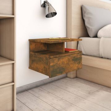 Плаващи нощни шкафчета 2 бр опушен дъб 40x31x27 см инж. дърво