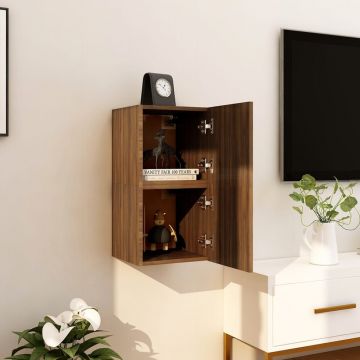 Стенни ТВ шкафове, 2 бр, кафяв дъб, 30,5x30x30 см