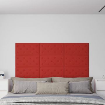 Стенни панели 12 бр червени 60x30 см изкуствена кожа 2 Cherish,16 м²