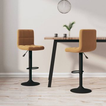 Бар табуретки Pratt, 2 бр, кафяви, кадифе