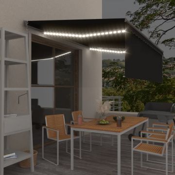 Автоматичен сенник с щора LED и сензор за вятър 4x3 м антрацит Armani