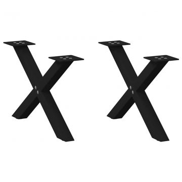 Крака за масичка за кафе с форма на X 2 бр. черни 60x(30-31) cm