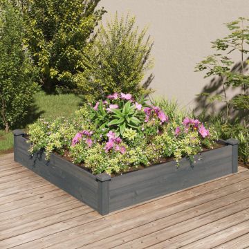 Градинска повдигната леха с вложка сива 120x120x25 см ела масив