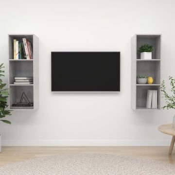 ТВ шкафове за стенен монтаж Lamb, 2 бр, бетонно сиви, ПДЧ