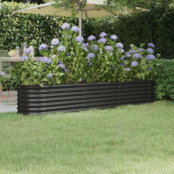Градинска кашпа прахово боядисана стомана 224x40x36см антрацит