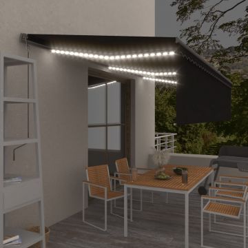 Автоматичен сенник с щора LED и сензор за вятър 6x3 м антрацит Keith