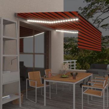 Автоматична тента с щора LED и сензор за вятър 4x3 м оранжева Aaran
