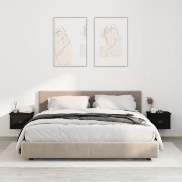 Нощни шкафчета за стенен монтаж, 2 бр, черни, 41,5x36x28 см