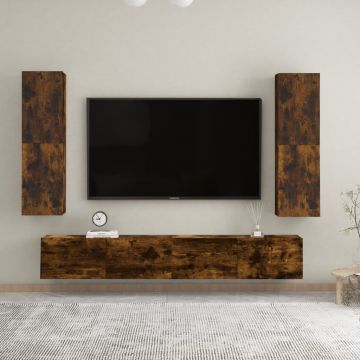 Стенни ТВ шкафове, 2 бр, опушен дъб, 30,5x30x110 см