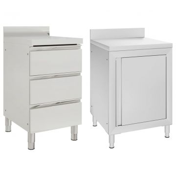 Търговски кухненски шкафове, 2 бр, неръждаема стомана