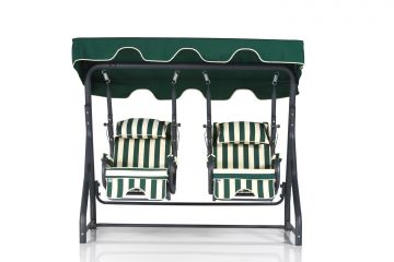 Градински двоен люлеещ се стол Daisy 2, цвят Бял Зелен Черен