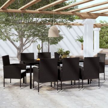 Градински трапезен комплект Rishi, 9 части, черен