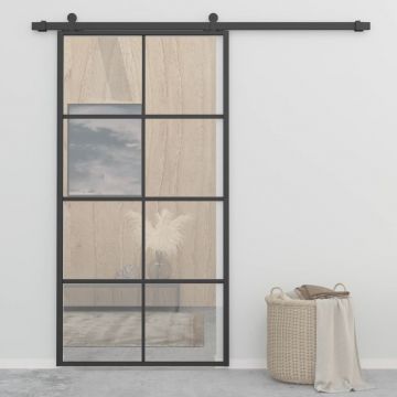 Плъзгаща се врата алуминий и ESG стъкло 102 Perkins,5x205 см черна