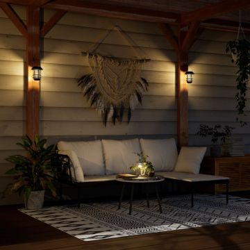 Соларни външни стенни фенери, 2 бр, бели