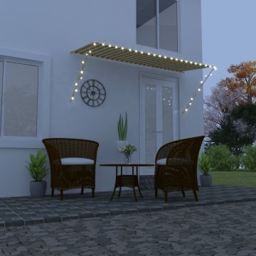 Сенник с падащо рамо с LED, 300х150 см, жълто и бяло