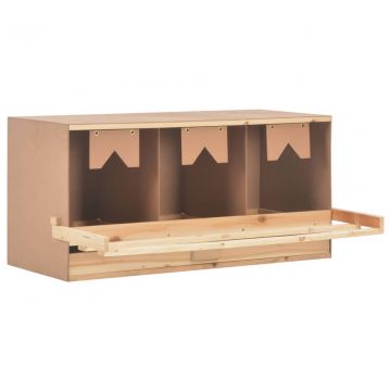 Пилешка гнездилка, 3 отделения, 96x40x45 см, бор масив