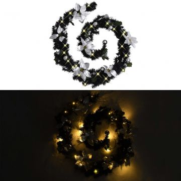 Коледен гирлянд с LED лампички, черен, 2,7 м, PVC