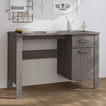 Бюро, светлосиво, 113x50x75 см, борово дърво масив