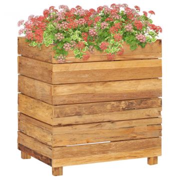 Повдигната леха 50x40x55 см рециклирано тиково дърво и стомана
