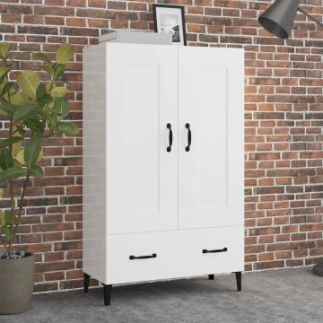 Висок шкаф, бял гланц, 70x31x115 см, инженерно дърво