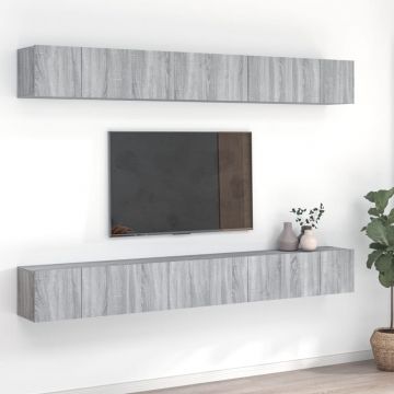 ТВ шкафове,8 бр, сив сонома, 60x30x30 см, инженерно дърво