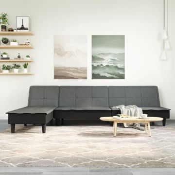 Г-образно разтегателно канапе тъмносиво 255x140x70 см плат Fletcher