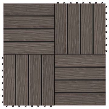 WPC декинг плочки релефни, 11 бр, 30x30 см 1 кв.м. тъмнокафяви