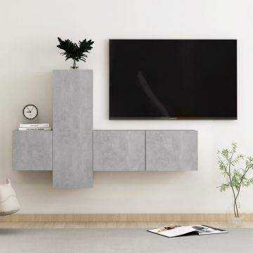 Комплект ТВ шкафове от 3 части Morley, бетонно сив, инженерно дърво