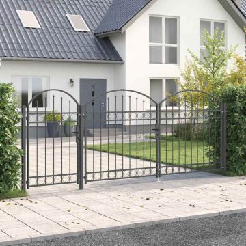 Врата за ограда с аркиран връх ASSEN 400 x 100 cm Стомана Сив