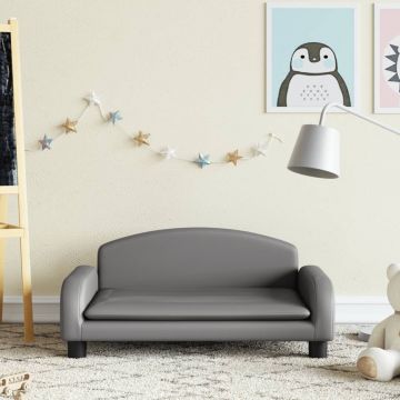 Детски диван сив 70x45x30 см изкуствена кожа