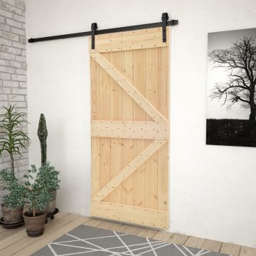 Плъзгаща врата с монтажни части Williams, 100x210 см, борово дърво масив