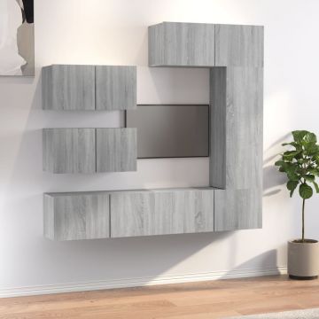 Комплект ТВ шкафове от 6 части Laurel, сив сонома, инженерно дърво