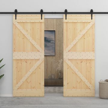 Плъзгаща врата с монтажни части Jaxon, 90x210 см, борово дърво масив