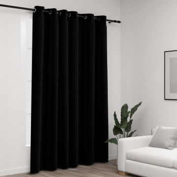 Затъмняваща завеса с пръстени имитация лен сива 290x245 см Bea